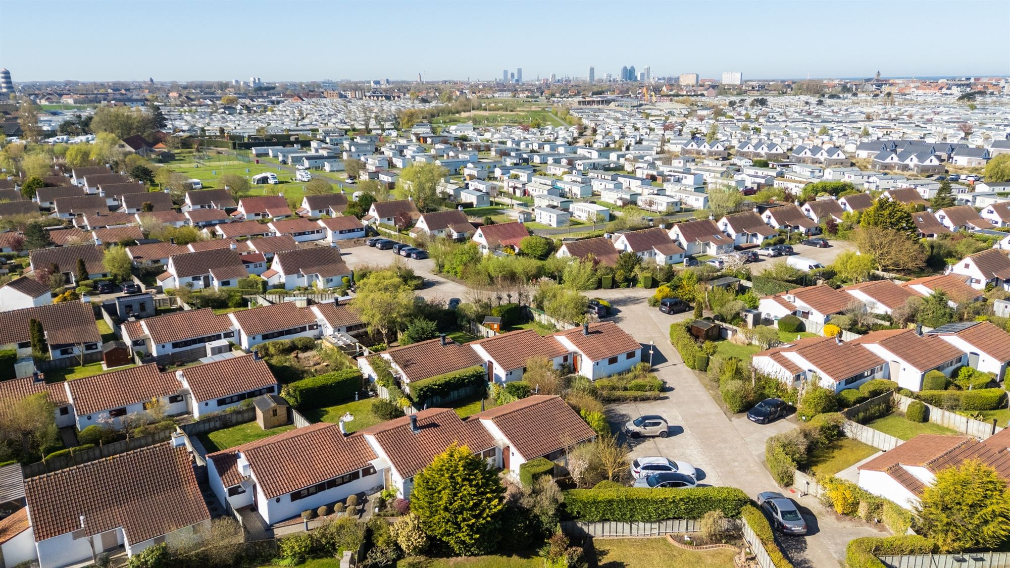 Aerial view of the holiday park in Bredene